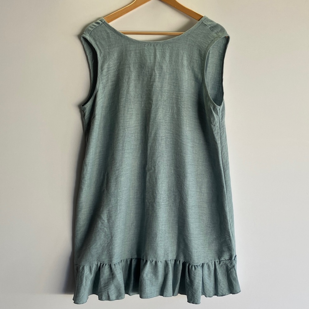 SHEIN Sleeveless Teal Ruffle Dress